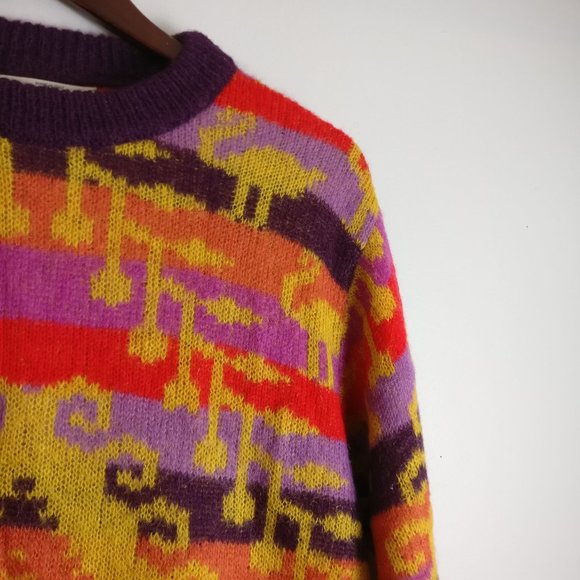 Luxuriously super soft Italian Mohair Wool blend Jacquard Sweater, Italian sz 48 - Picture 1 of 9